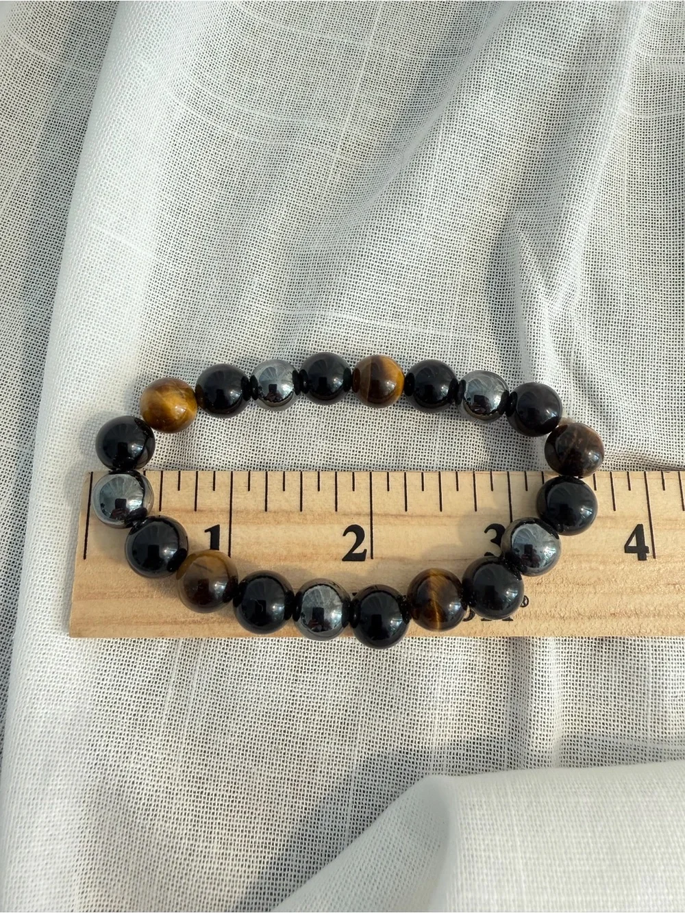 Triple Protection Bracelet Tiger’s Eye Hematite Black Obsidian Beaded